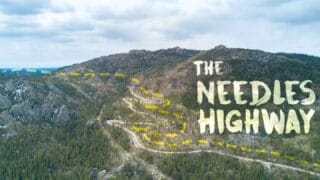 drone photo of the needles highway in south dakota