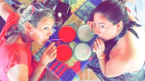 girls drinking margaritas at Bip Bip in Playa del Carmen