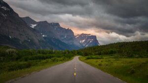 Roads in Glacier National Park on the best route to Alaska