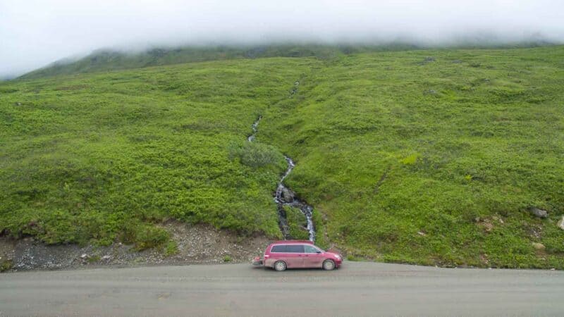 campervan parked for camping in Hatcher Pass Alaska