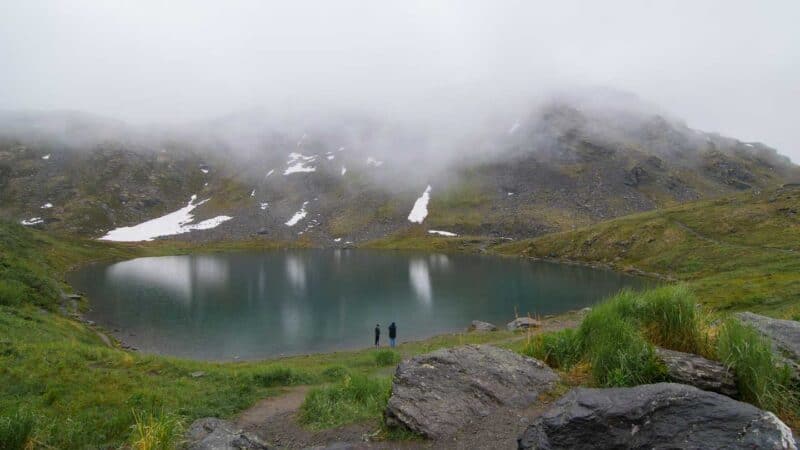 Summit Lake at the top of Hatcher Pass in Alaska Scenic drive