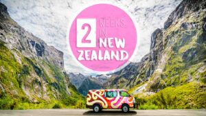 Campervan parked near Milford sound - featured image for two weeks in New Zealand South Island Itinerary