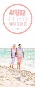 pinterest pin for Aruba honeymoon - couple on the beach in Aruba