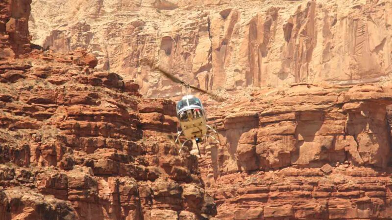 Grand Canyon helicopter tour flying through the canyon walls
