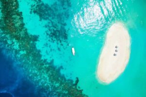 Sand bar in the Maldives from the drone