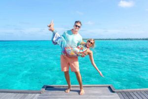 Couple on a Maldives honeymoon