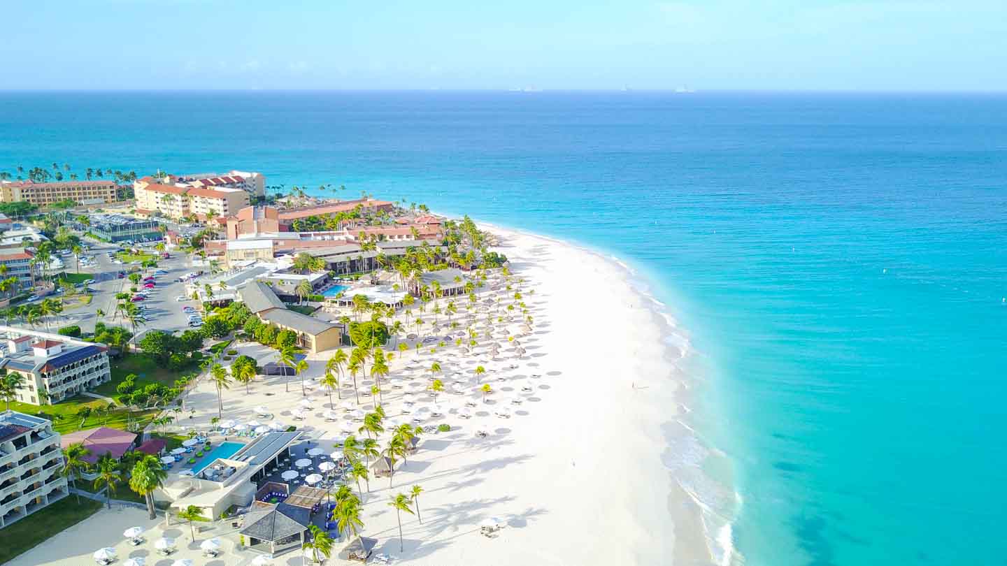 Aerial Photo of Manchebo Beach in Aruba - top honeymoon places