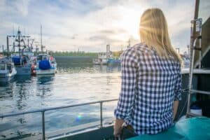 girl halibut fishing in Homer Alaska
