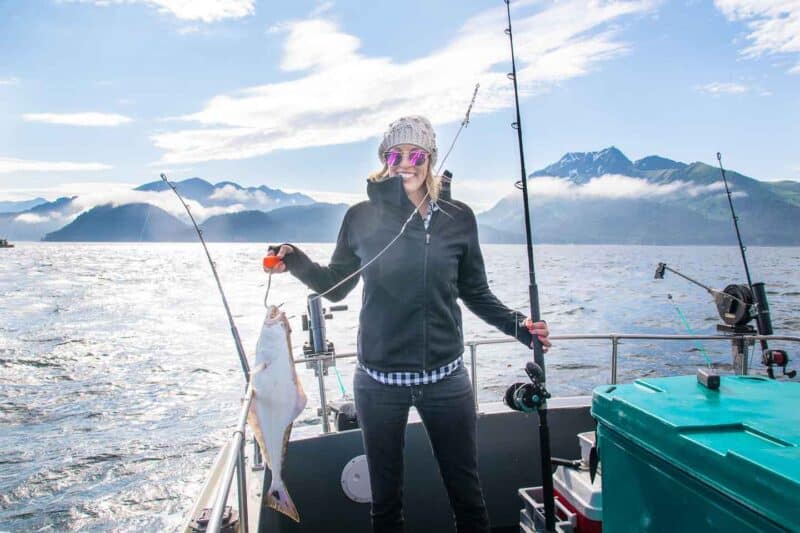 girl Halibut fishing