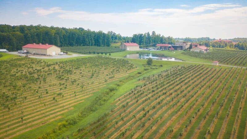 Aerial photo of the Childres Winery near Winston Salem