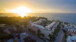 Elements condos at sunrise from a drone