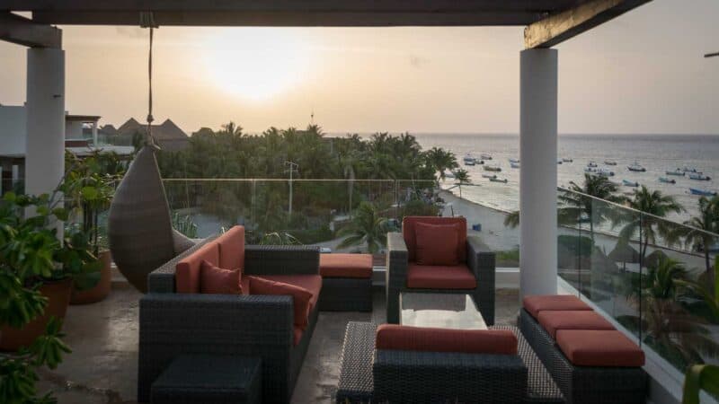 Sunrise from our roof top at a vacation rental in Playa del Carmen