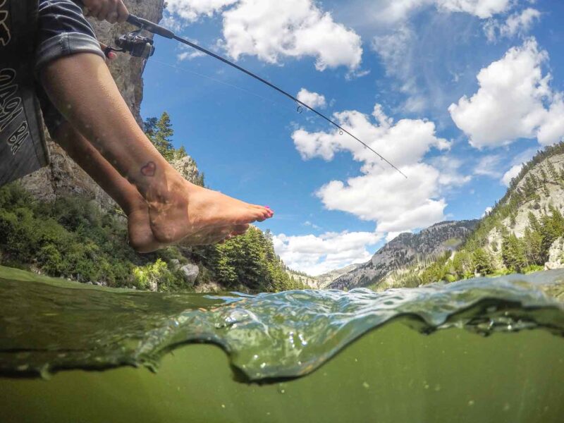 undewater feet picture Holter Lake Montana 