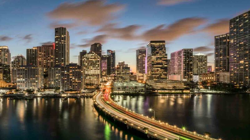 Miami skyline at night from Mandarin Oriental Miami