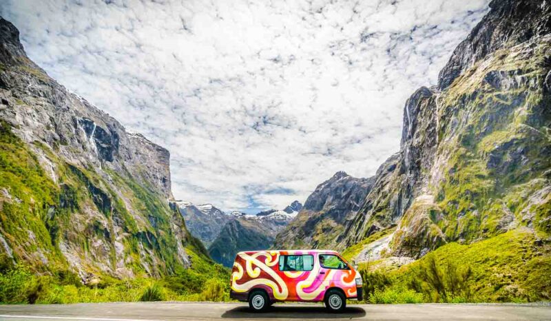 Camper van near Milford sound - Two week itinerary for New Zealand