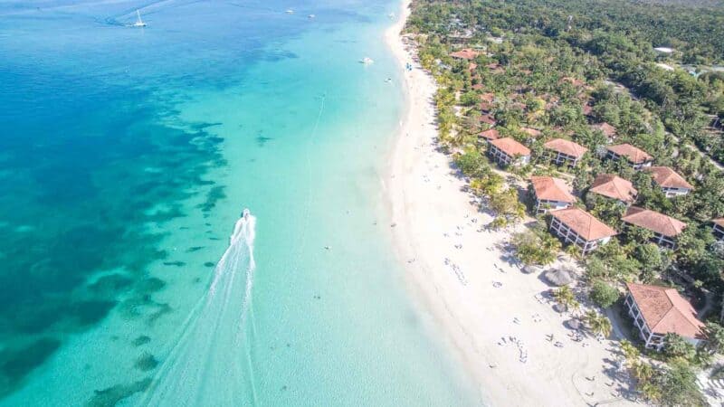 Best place for a honeymoon in Jamaica - Negril drone photo of 7 mile beach