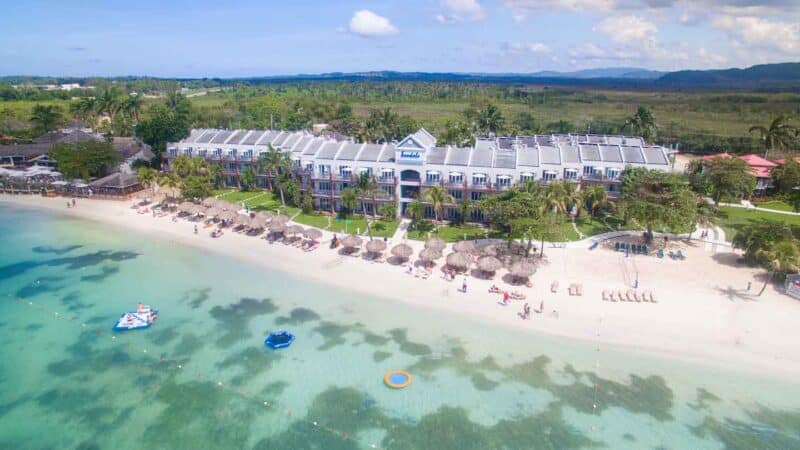 Aerial view of a Jamaica honeymoon package resort