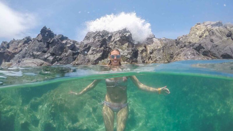 How to care for you GoPro Dome after using it in Salt Water - Aruba Natural Pool woman swimming