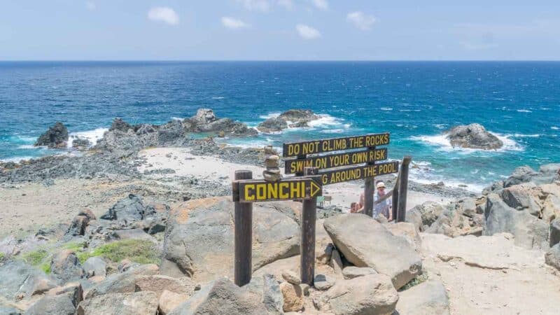 Sign to Conchi Natural Pool - How to get to the Aruba Natural Pool 