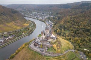 Aerial photo of Cochem Castle in Reichsburg Germany