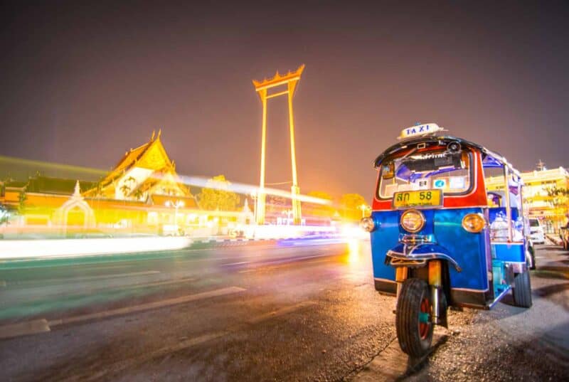 Tuk Tuk parked in Chinatown one of the best places to stay in Bangkok