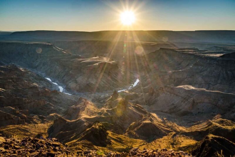 A view at sunset while standing at the rim of Fish river Canyon - Things to see and do in Namibia