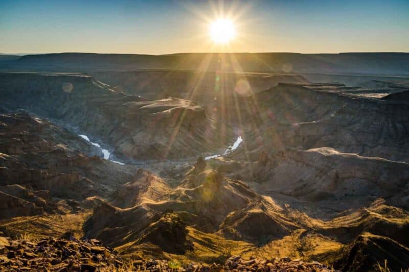 A view at sunset while standing at the rim of Fish river Canyon - Things to see and do in Namibia