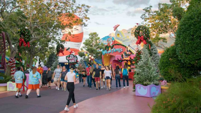 Seuss landing at universal orlando decorated for the holidays