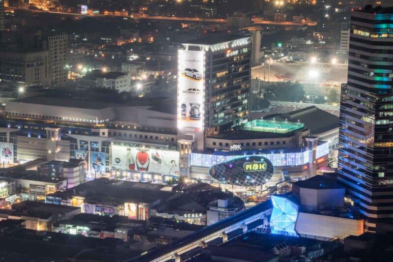 Siam area of Bangkok at night - Where to stay in Bangkok