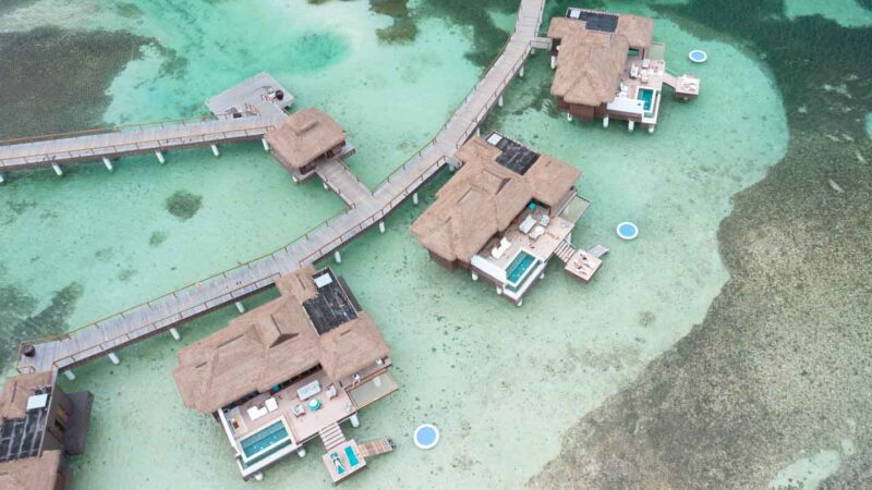 Drone View of Jamaican Overwater Bungalows