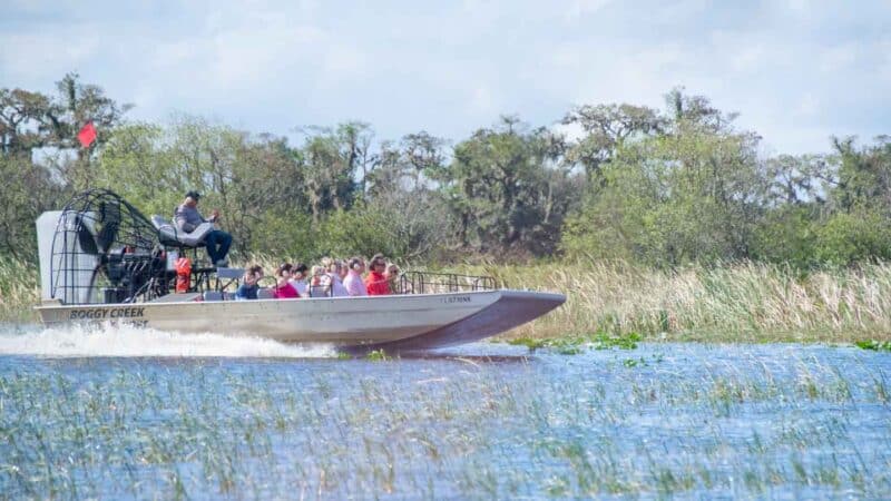 Fan boat driving on waters in Kissimmee florida - top attractions