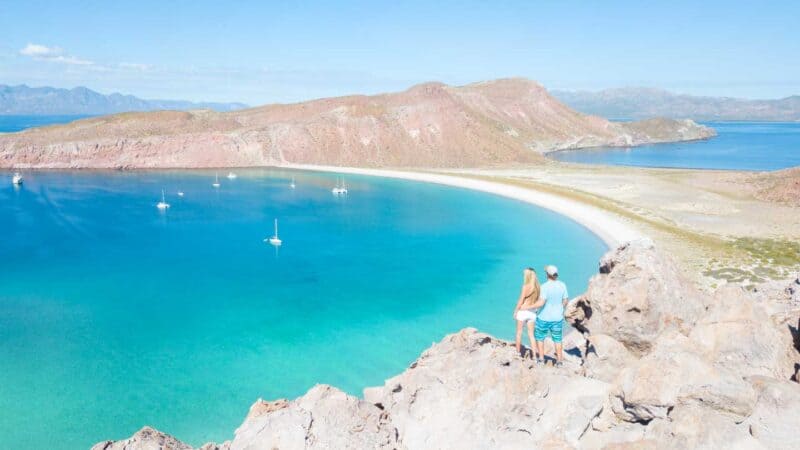 couple on the top of Isla San Francisquito Baja Mexico - Sea of Cortez Cruise