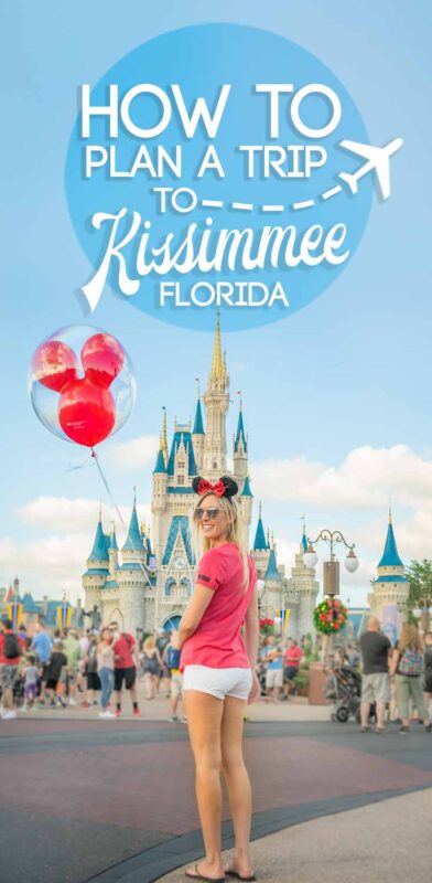 pinterest pin for things to do in Kissimmee - woman with balloon at Disney World