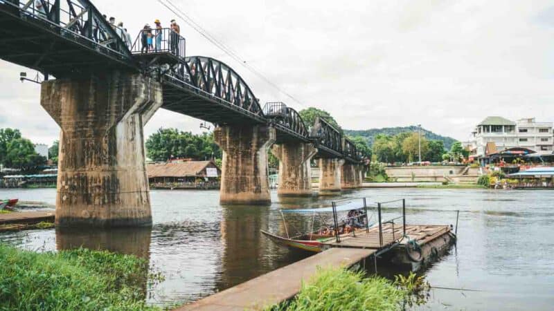 Bridge over River Kwai, Thailand, View from the bottom