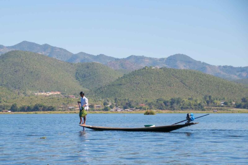 Inle Lake Myanmar traditional fisherman