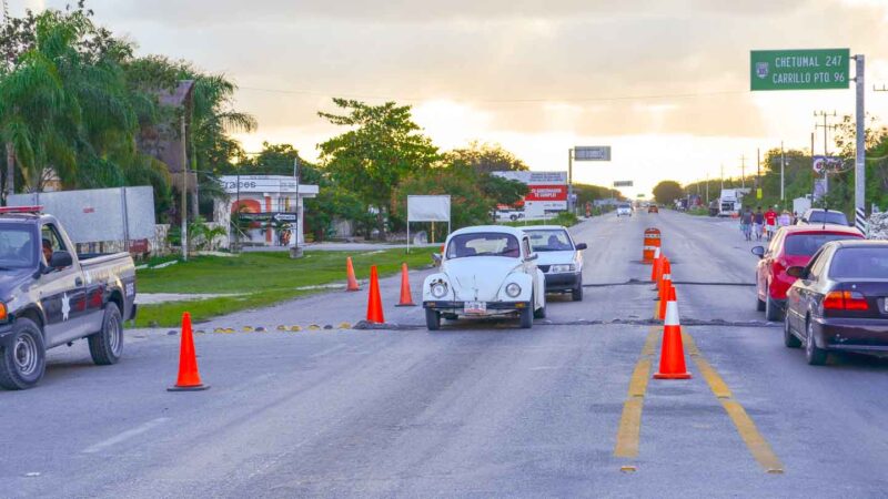 Car driving through a police check point in Mexico- Renting a car in Cancun