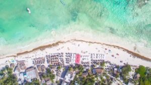 Drone photo of a resort in Mexico - How much to tip at all inclusive resorts in Mexico