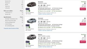 Screenshot of rental car prices from the cancun airport - What is the catch