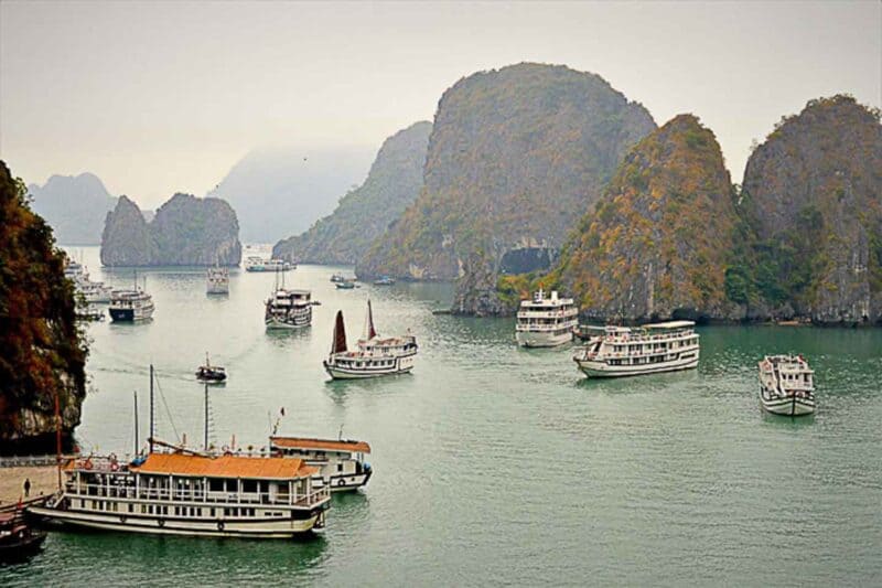 Junk boats in Halong Bay Vietnam 