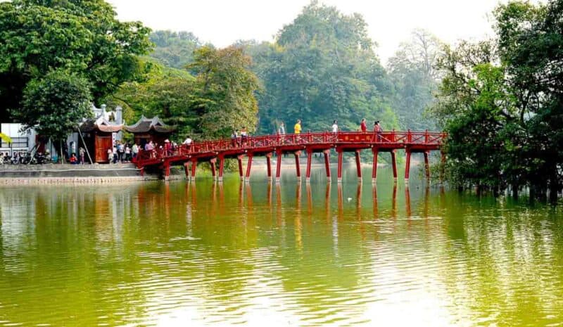 Huc Bridge in Hanoi Vietnam