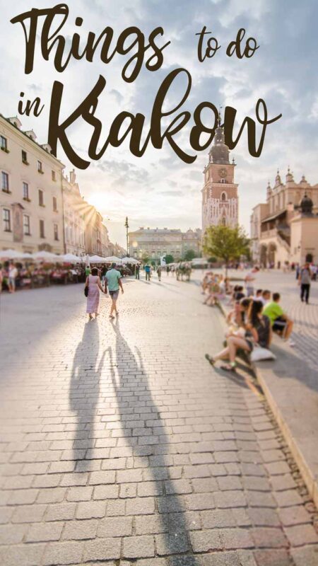 Pinterest pin for Things to in Krakow - couple walking in Krakow