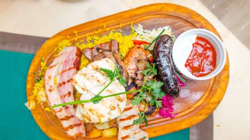 Tray of traditional polish foods in Krakow 