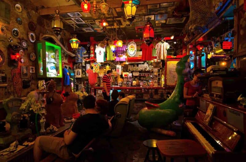 Inside Szimpla Kert a ruin bar in Budapest 