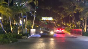 View of the Aruba Party bus at night - top things to do at night in Aruba