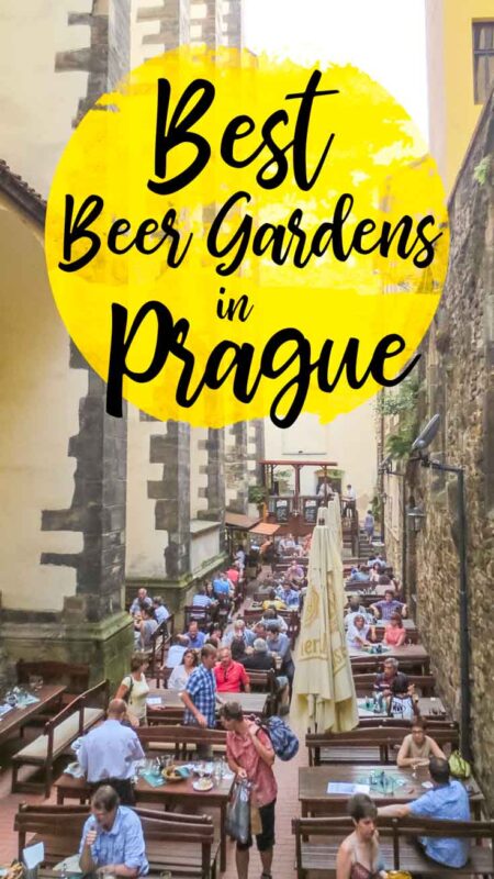 Pinterest pin for best beer gardens in Prague -