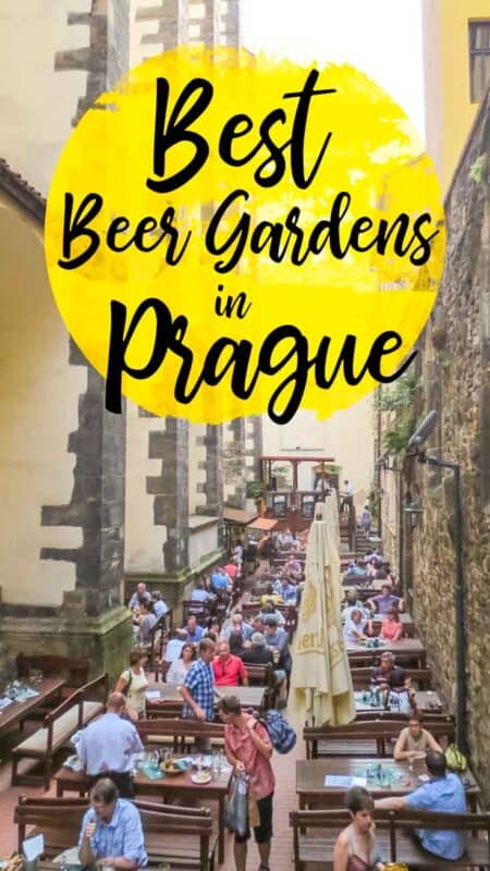 Pinterest pin for best beer gardens in Prague -