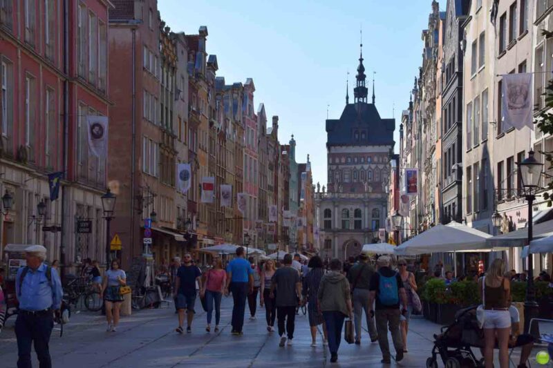 Busy street in Gdansk Poland