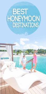 interest pin for best honeymoon destinations - Couple traveling in the caribbean