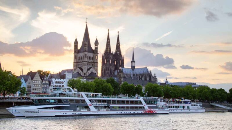 river boats parked in front of the Koln dom - things to do in Cologne Germany