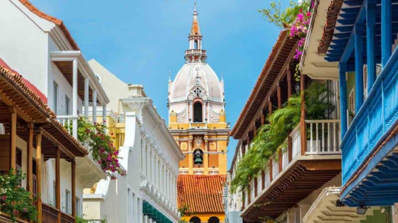 Church in Cartagena de Indias on the Caribbean Coast of Colombia